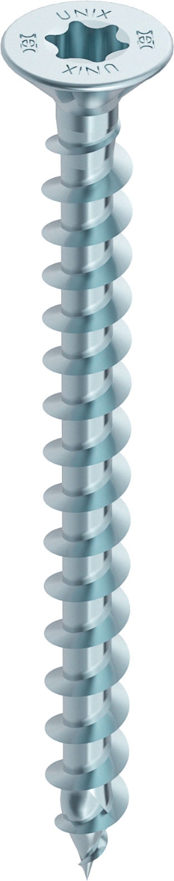 HECO UNIX-top, Senkkopf mit Frästaschen, T-Drive, Vollgewinde, verzinkt blau, A2K, gleitbeschichtet HECO UNIX-top, Senkkopf mit Frästaschen, T-Drive, Vollgewinde, verzinkt blau, A2K, gleitbeschichtet