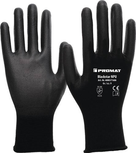 PROMAT Handschuhe Blackstar NPU Gr.11 (XXXL) schwarz EN 388 PSA II Nyl.m.PU PROMAT