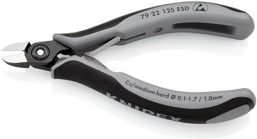 KNIPEX Präzisions-Elektronik-Seitenschneider L.125mm Form 2 Facette nein pol.ESD KNIPEX