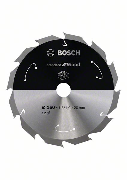 BOSCH Akku-Kreissägeblatt Standard for Wood, 160 x 1,5/1 x 20, 12 Zähne