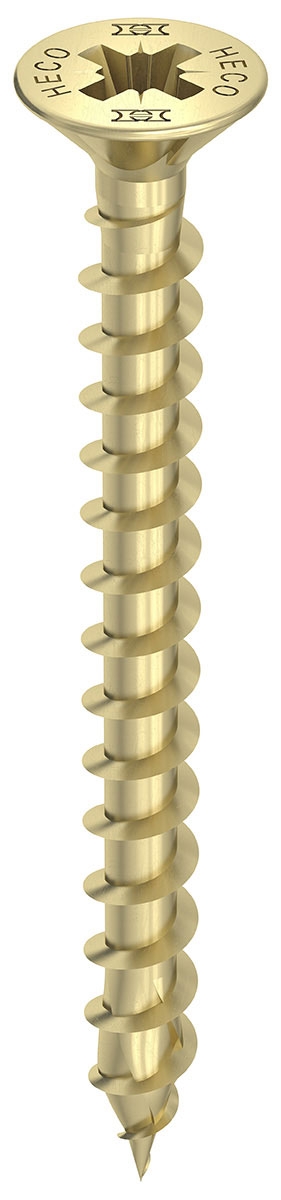HECO TOPIX-plus 4,0 x 25, Senkkopf mit Frästaschen, Pozi-Drive, Variables Vollgewinde, verzinkt gelb, A3L