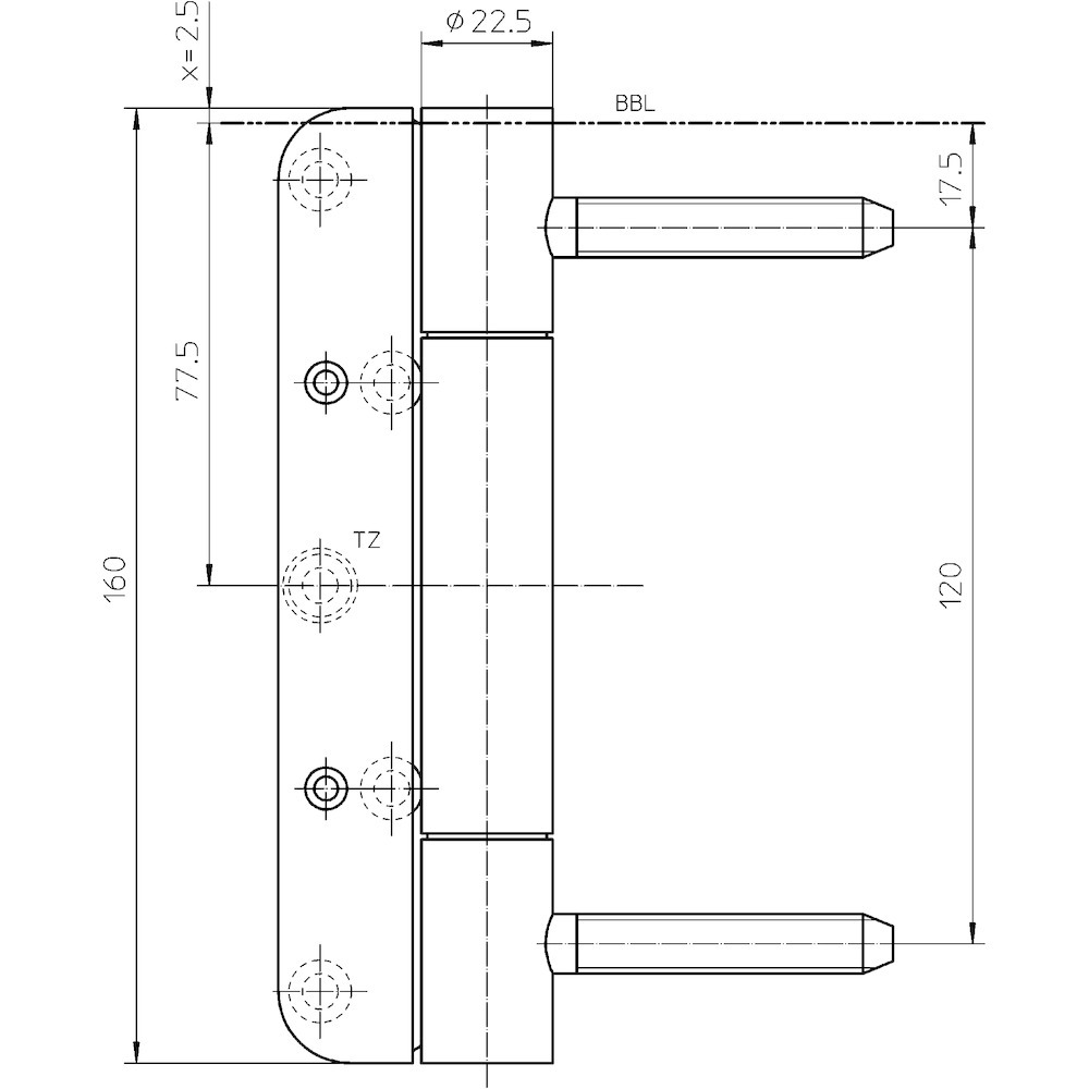 SIMONSWERK Objektband VARIANT® VN 3838/160 FD, edelstahl
