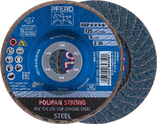PFERD Fächerscheibe POLIFAN Z SGP STRONG STEEL D.125mm K.36 kon.INOX ZK PFERD