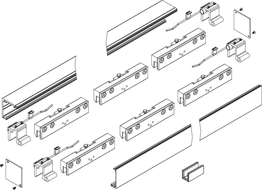 HERMAT Schiebetürbeschlag SAN REMO 9171, 120 kg, 2-flg., Aluminium