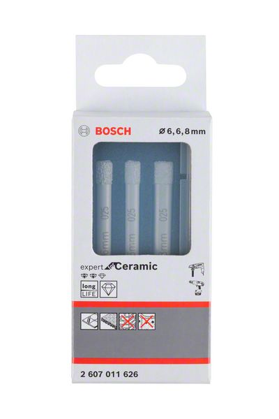 BOSCH Diamantbohrer-Set Expert for Ceramic (6, 6, 8 mm)