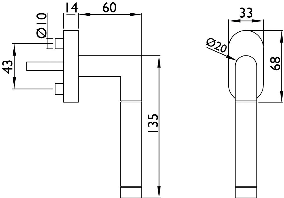 HERMAT Fenstergriff SPACE 1114, Edelstahl