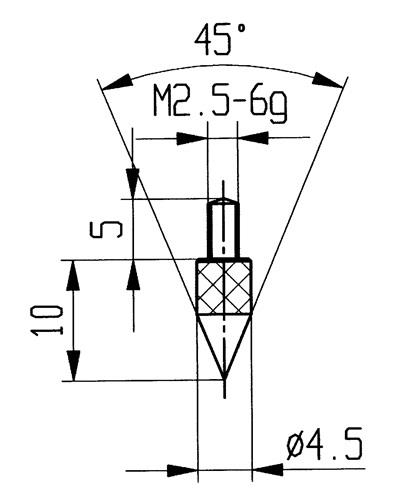 KÄFER Messeins.45Grad Kegel M2,5 STA z.Messuhren KÄFER