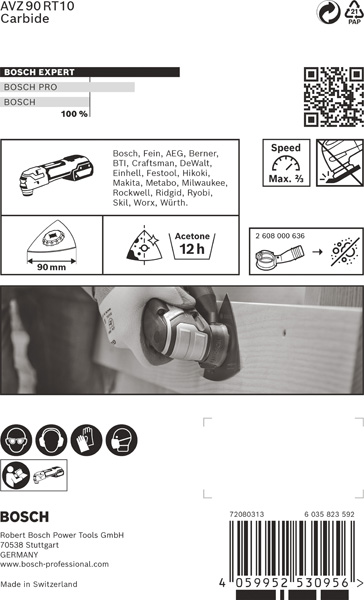 BOSCH EXPERT Sanding Plate AVZ 90 RT10 Blatt für Multifunktionswerkzeuge, 90 mm. Für oszillierende Multifunktionswerkzeuge