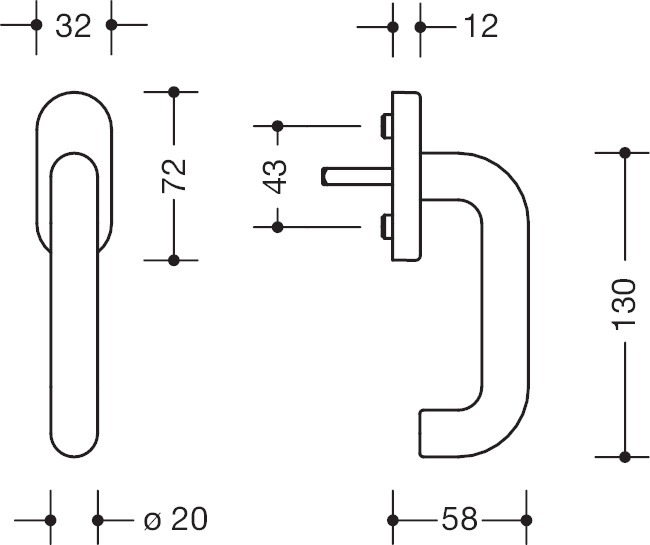 HEWI Fenstergriff 111FG.1, Polyamid, 111FG.1 33