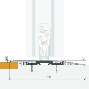 PLANET Flachschwelle F130, reduzierte Höhe, Aluminium 6.000 mm silberfarben