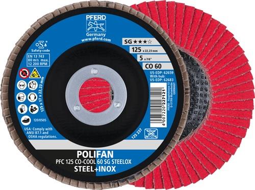PFERD Fächerscheibe POLIFAN CO-COOL SG STEELOX D.125mm K.60 kon.INOX CO