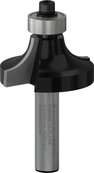 BOSCH Abrundfräser Standard for Wood, 8 mm, R1 10 mm, L 16,5 mm, G 57 mm