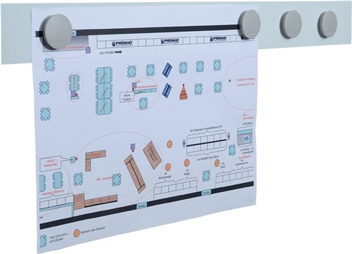 MAGNETOPLAN Magnetleiste L500xB50xS0,5mm weiß selbstklebend MAGNETOPLAN