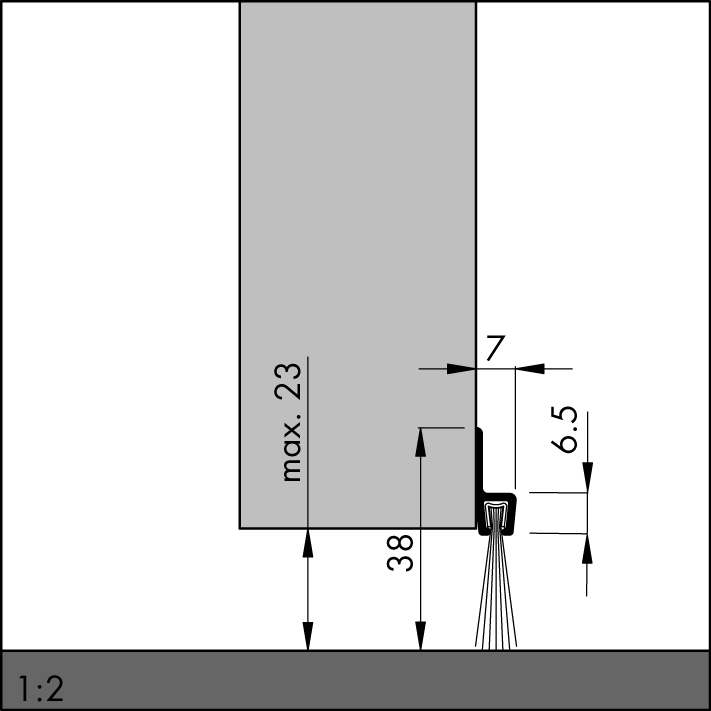 ELLEN Türbodendichtung IBS 39 z. schrauben, Bürstenhöhe 20mm