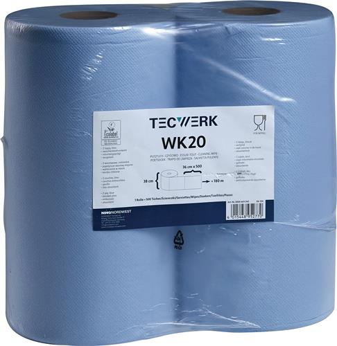 TECWERK Putztuch WK 20 L.ca.360 mmxB.ca.380mm blau 2-lagig,volumengeprägt TECWERK