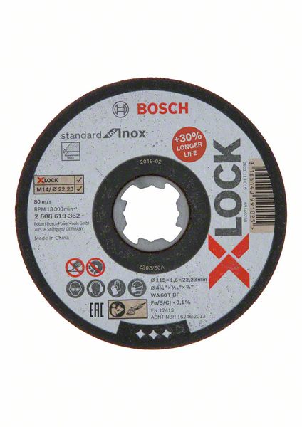 BOSCH X-LOCK Standard for Inox, T41, 115 x 1,6 x 22,23 mm