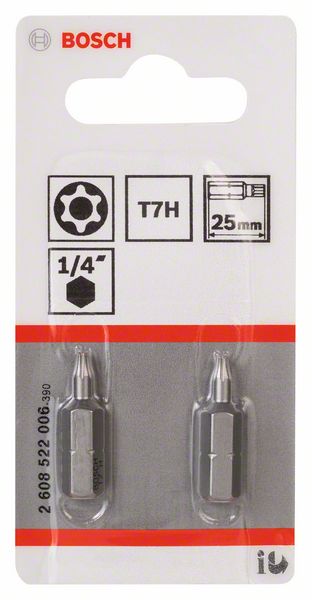 BOSCH Security-Torx-Schrauberbit Extra-Hart T7H, 25 mm, 2er-Pack