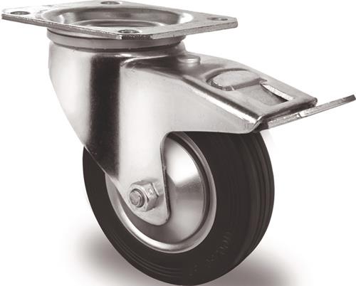 Lenkrolle mit Totalfeststeller Vollgummi TECWERK