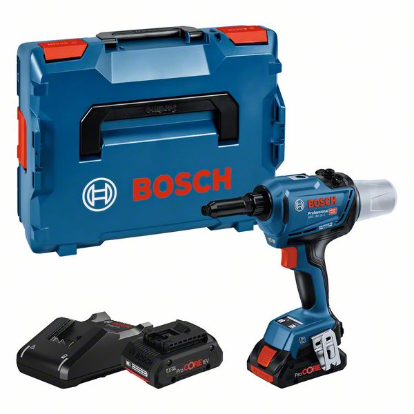 BOSCH Akku-Nietpistole GRG 18V-16 C: 2 Akkus ProCORE18V 4,0Ah, L-BOXX