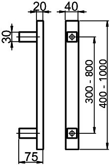 KARCHER DESIGN ES6Q 600 71 - Stoßgriff (L:600 mm, A:400 mm), Edelstahl
