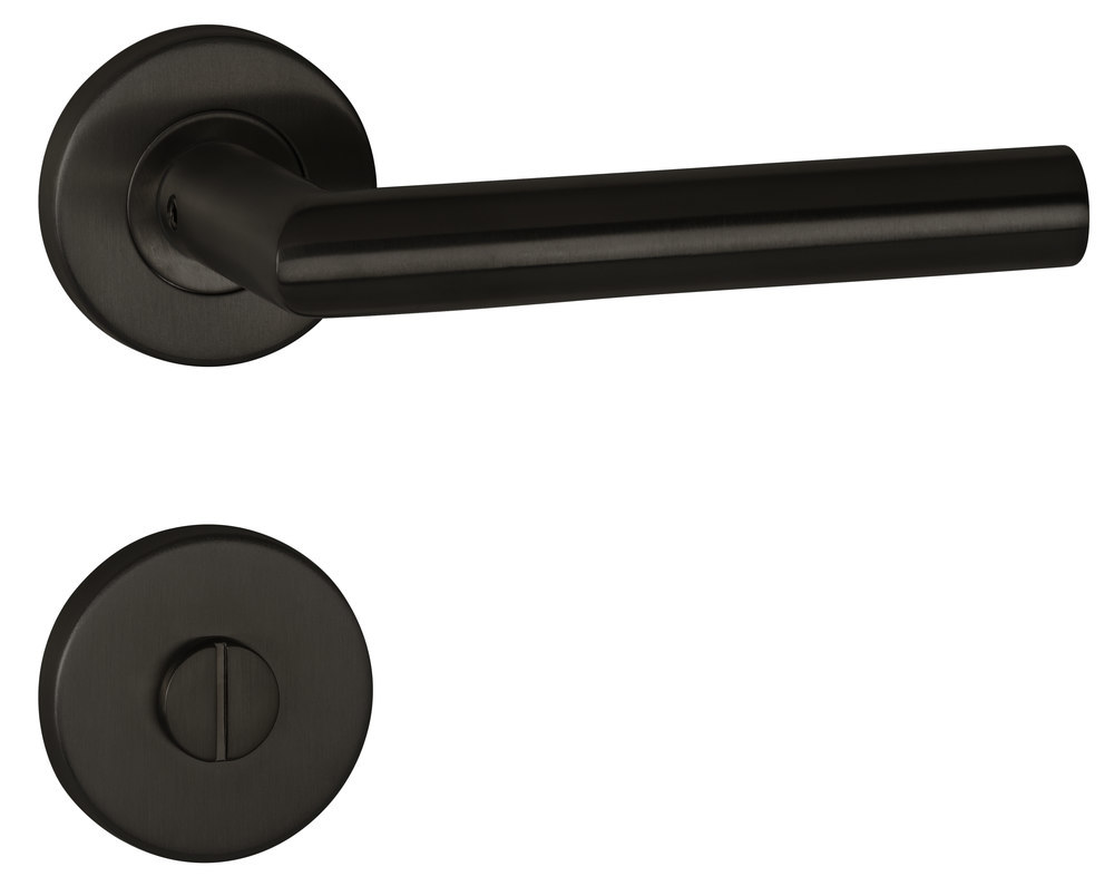 HERMAT Drückergarnitur mit Rosetten BASIC 02 1802/2073.M, Klasse 4, Edelstahl