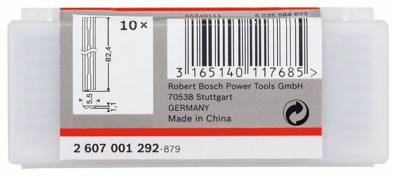 BOSCH Hobelmesser gerade, HM, 40°, 82.4 x 5.5 mm, 10er-Pack