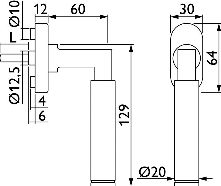 HERMAT Fenstergriff INFINITY 1831, oval, Edelstahl