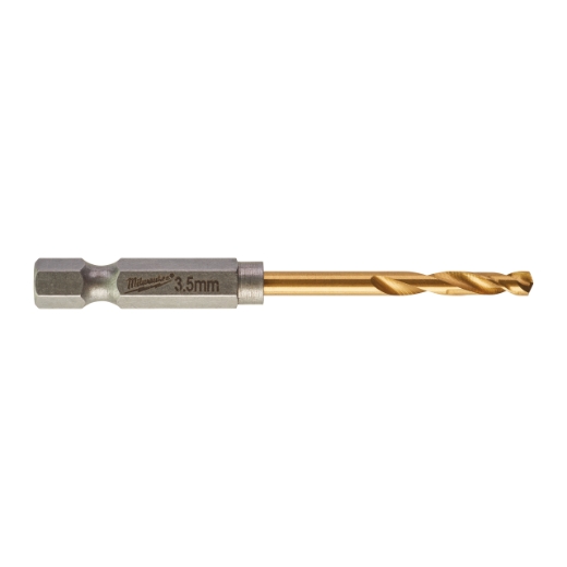MILWAUKEE 3,5 x 69 mm SHOCKWAVE Metallbohrer HSS-G RED HEX Titan 1/4"