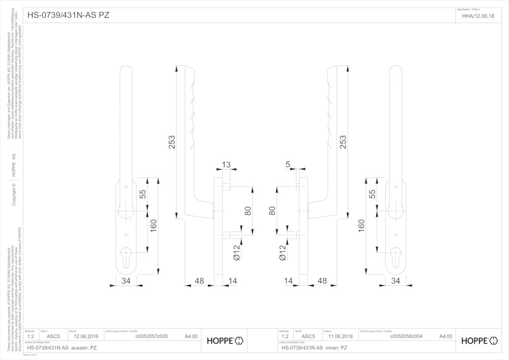 HOPPE® Handhebelgarnitur Brest HS-0739/431N-AS, Aluminium, 11659282