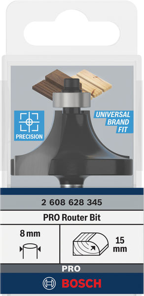 BOSCH Abrundfräser Standard for Wood, 8 mm, R1 15 mm, L 22 mm, G 66 mm