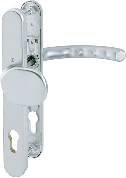 HOPPE® Schutz-Wechselgarnitur mit Schmalschild Luxembourg 86G/3358/3357N/1500, Aluminium