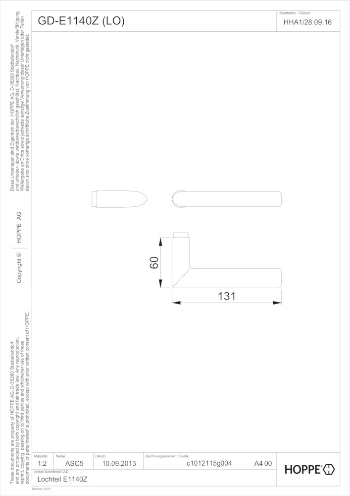 HOPPE® Drückerpaar Stockholm GD-E1140Z, Edelstahl, 3581568 HOPPE® Drückerpaar Stockholm GD-E1140Z, Edelstahl, 3581568