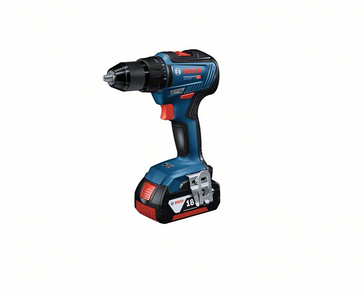 BOSCH Akku-Bohrschrauber GSR 18V-55 mit 2x Akku GBA 18V 4.0Ah, L-Case Pick & Click