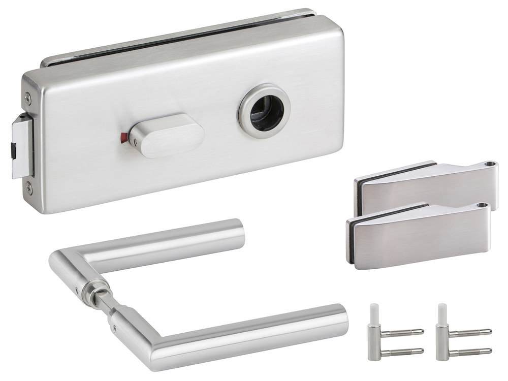 HERMAT Ganzglastürschloss-Set GENOVA 6086U/6225/1802/HZ, Aluminium