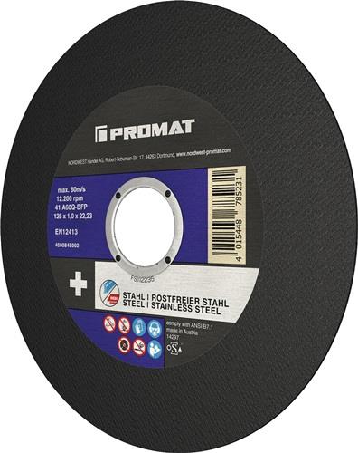 PROMAT Premium-Trennscheibe 2in1 D125x1mm ger.INOX/Stahl Bohr.22,23mm PROMAT