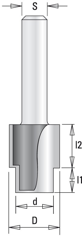 GUHDO 146/8 HW-Stufenfräser Z2 S8 D16,3 d12,3 l1=9,5 l1=10 L55