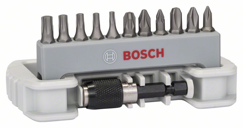 BOSCH Schrauberbit-Set Extra-Hart, 11-teilig, PH, PZ, T, 25 mm, Bithalter