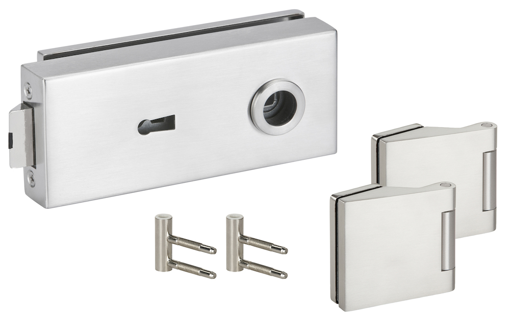 HERMAT Ganzglastürschloss-Set BASIC SQUARE 6772L/6325.P/HZ, Edelstahl