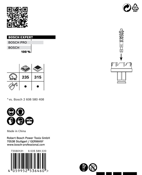 BOSCH EXPERT Sheet Metal Lochsäge, 51 × 5 mm. Für Dreh- und Schlagbohrer
