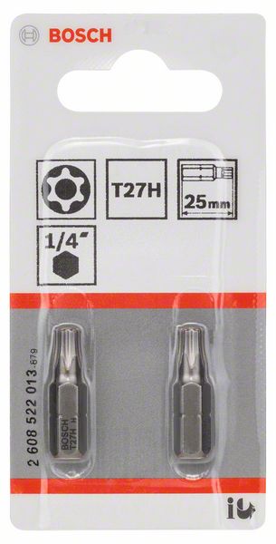 BOSCH Security-Torx-Schrauberbit Extra-Hart T27H, 25 mm, 2er-Pack