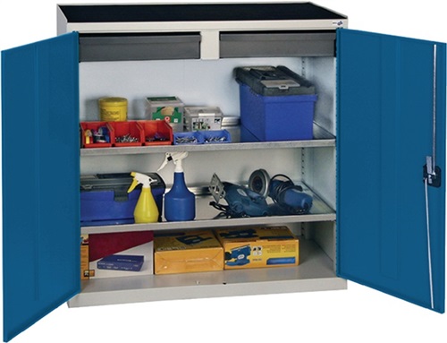 STUMPF Werkzeug-/Beistellschrank H1000xB1000xT500mm 2Schubl.,2Bd.lichtgrau/enzianblau