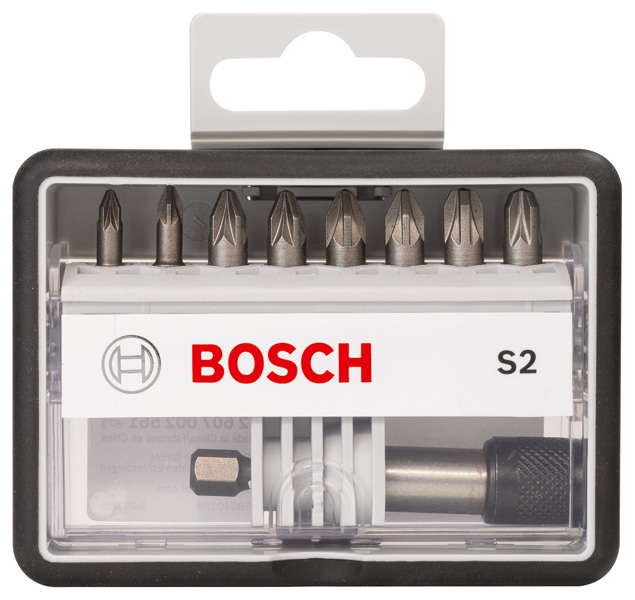 BOSCH Schrauberbit-Set Robust Line S Extra-Hart, 8 + 1-teilig, 25 mm, PZ