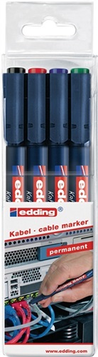 EDDING Kabelmarkerset 8407 schwarz/rot/blau/grün Strich-B.0,3mm Rundspitze EDDING
