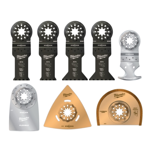 MILWAUKEE 8-teiliges Set Multitool Starlock Zubehör-Set Renovierung