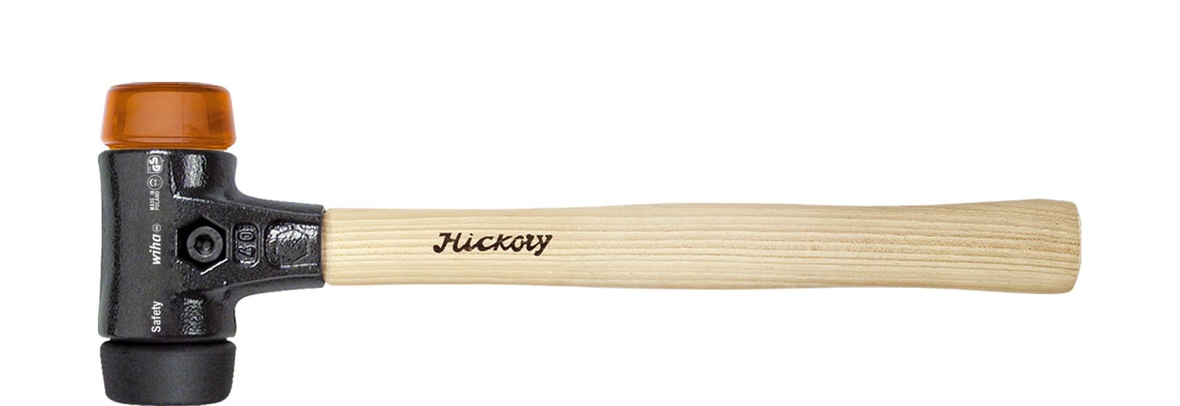 Wiha Schonhammer Safety mittelweich/ hart mit Hickory-Holzstiel, Rund-Schlagkopf 30, 290 mm (26611)