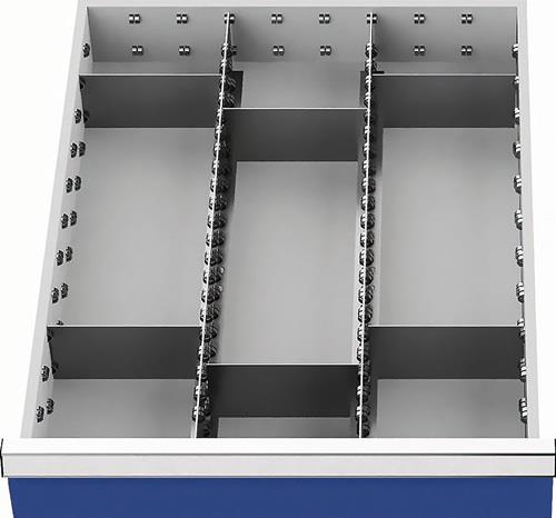Nordwest Schubladenunterteilungsmaterial Front-H.150mm 2Längs-/6Querteiler Schubl-B.450mm
