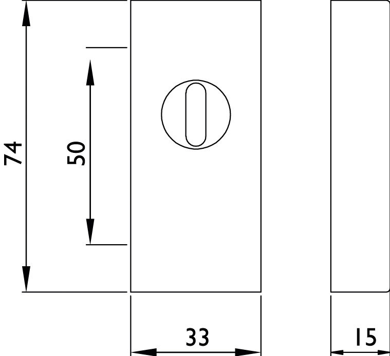 HERMAT Schutz-Schiebe-Schlüsselrosette 2076.KS, eckig, Edelstahl