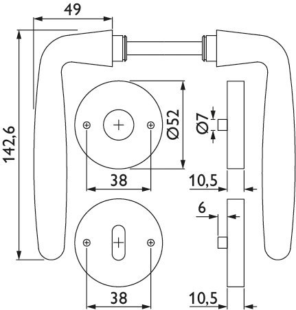 HERMAT Drückergarnitur mit Rosetten DREAM 1931/2036.K, Edelstahl