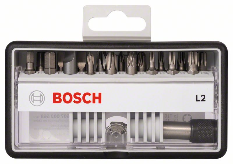 BOSCH Schrauberbit-Set Robust Line L Extra-Hart, 18+1-teilig, 25mm, PH, PZ, T, LS, HEX