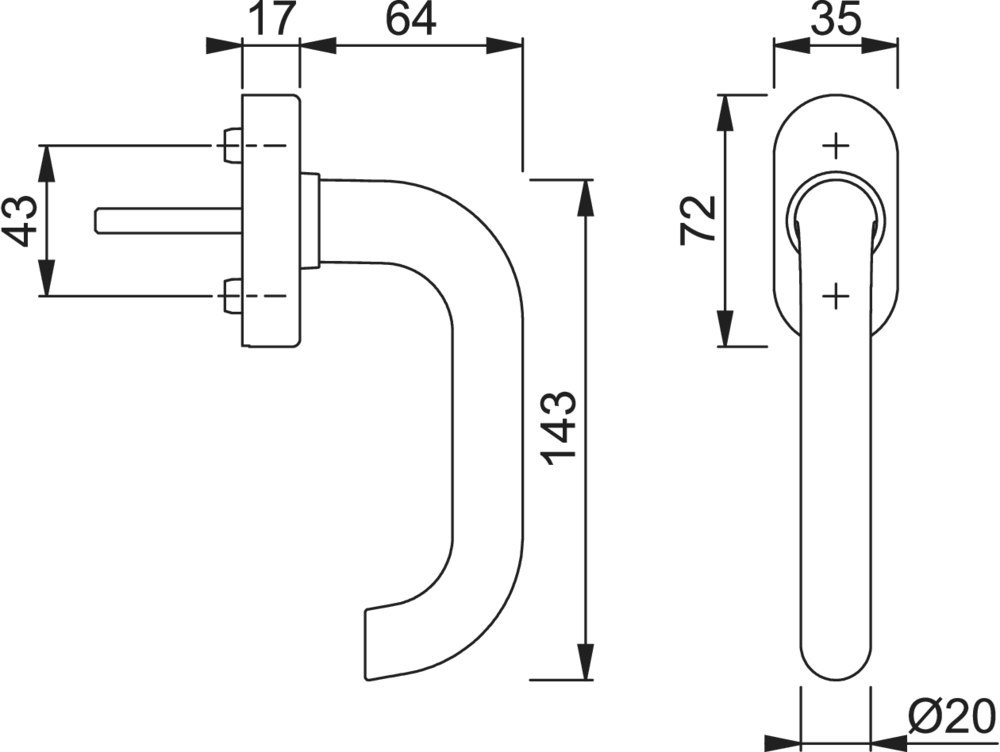 HOPPE® Fenstergriff Paris 038/UD9056, mit Schrauben, Aluminium, 12025325